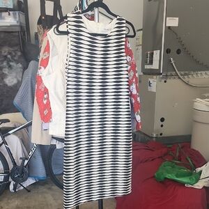 Calvin Klein Black and White Sleeveless Sheath Dress